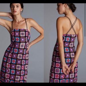 SOLD NWT - Anthro Sleeveless Crochet Floral Knit Midi Dress Black Motif Size: 8